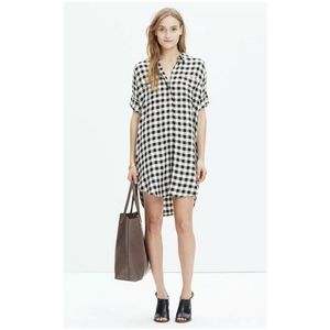 Madewell Gingham checkered courier shirt dress black white buffalo plaid